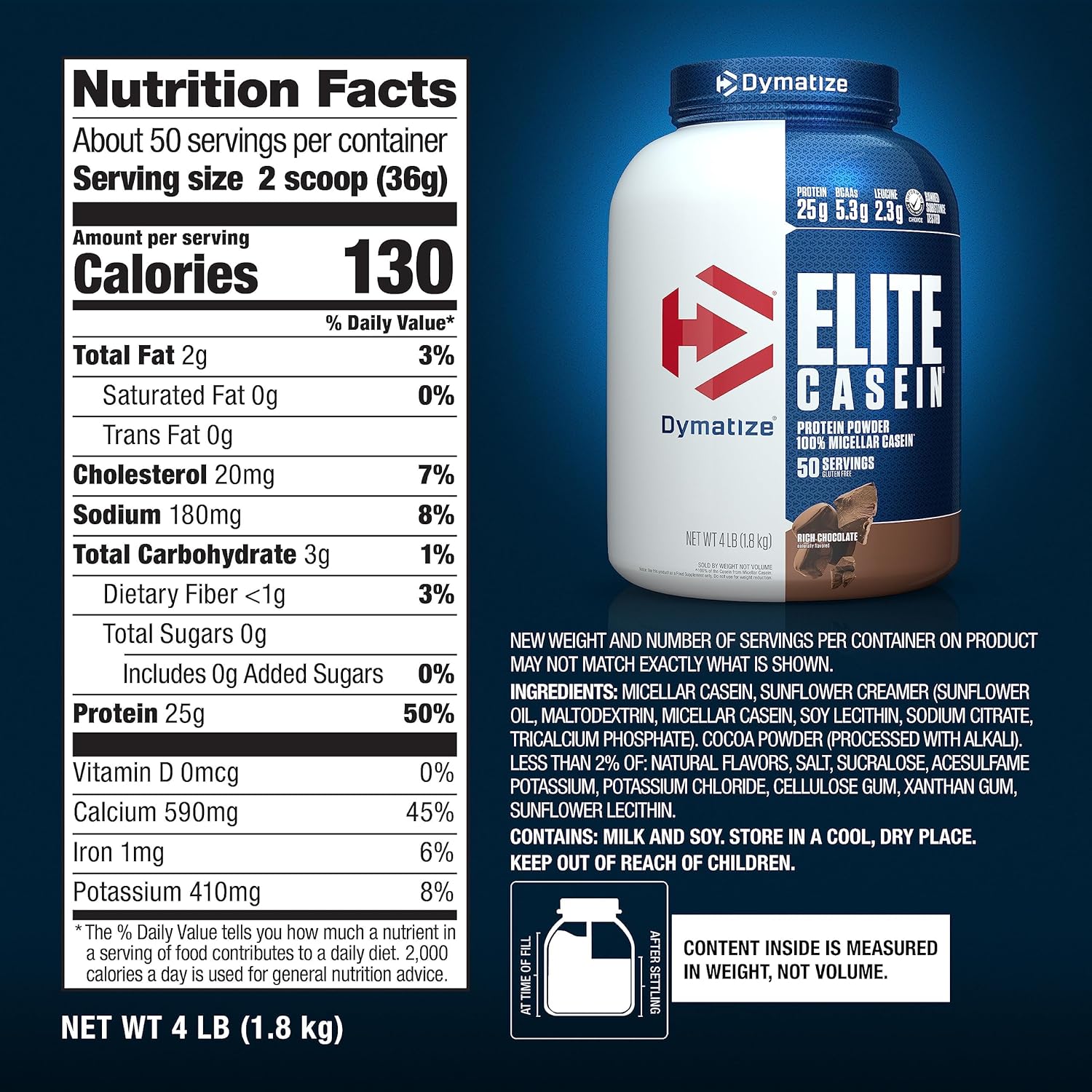 Dymatize Elite Casein - Chocolate 4lb