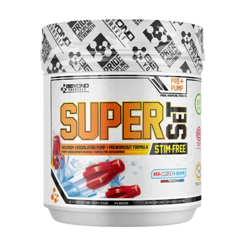 SUPER SET Pre-Workout (Stim-Free) - Red, White & Boom