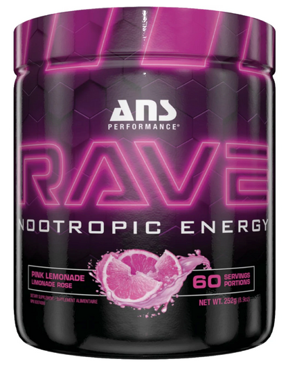 ANS PERFORMANCE RAVE NOOTROPIC ENERGY PRE WORKOUT BLUE RASPBERRY 60 SERVINGS